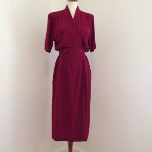 Royal Silk Dress Dark Crimson Red vintage 1990's